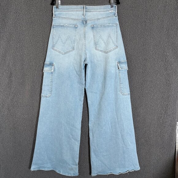 Mother The Undercover Cargo Sneak Wide Leg Jeans - Women's Size 30 - Blue - Picture 4 of 11